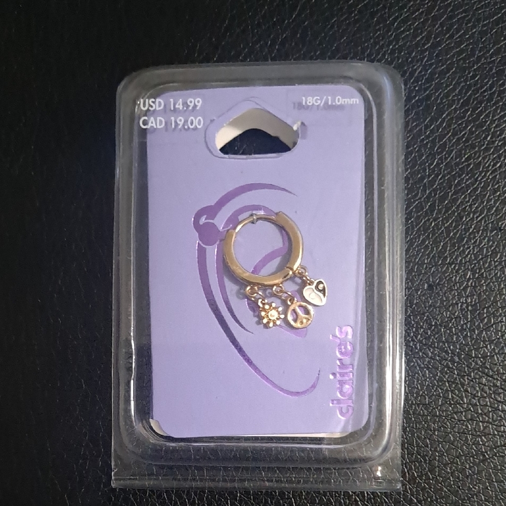 Claire's Gold Charm Hoop Earring